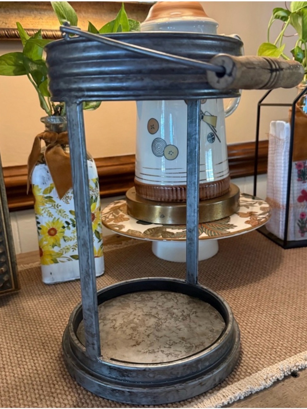 Rustic lantern~candle holder~plant holder~industrial~farmhouse~cottagecore